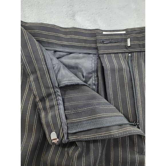 Vintage Liz Claiborne Kylie Pin Striped Pleated Trouser Pants Size 14P Black Tan - Picture 2 of 15